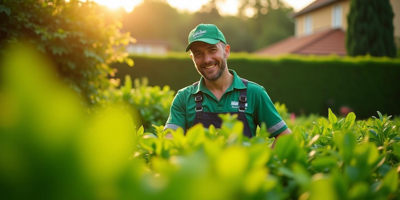 Paysagiste Vert Jardin en train d'entretenir un jardin luxuriant à Lyon