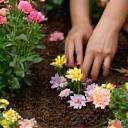 Plantation de fleurs de saison